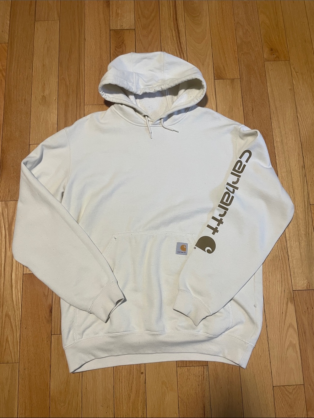 Carhartt White Pullover Hoodie with Sleeve Logo